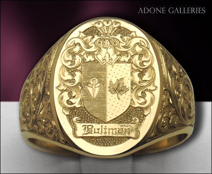 hand engraved crest ring