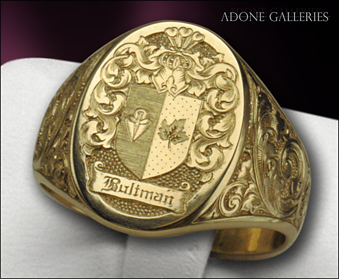 hand engraved crest ring