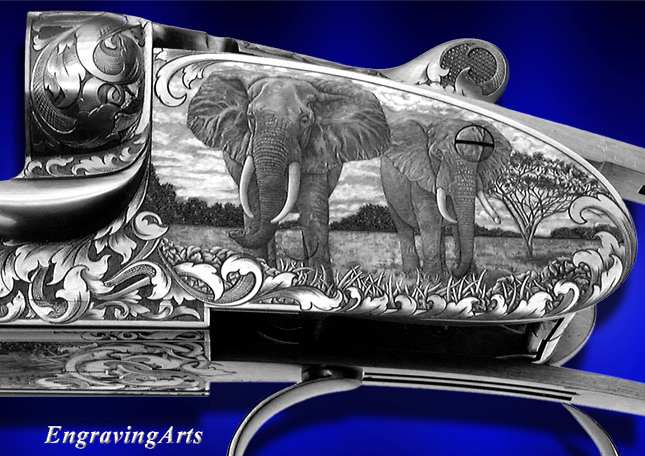 Elephant scene .600 lockplate