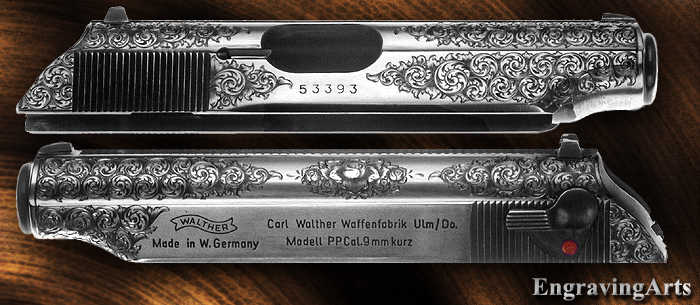 PPK engraved in English Scroll