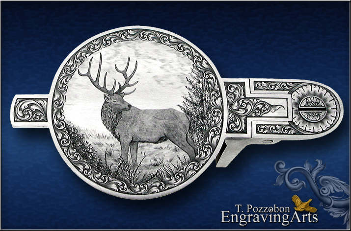 Line engraved stag