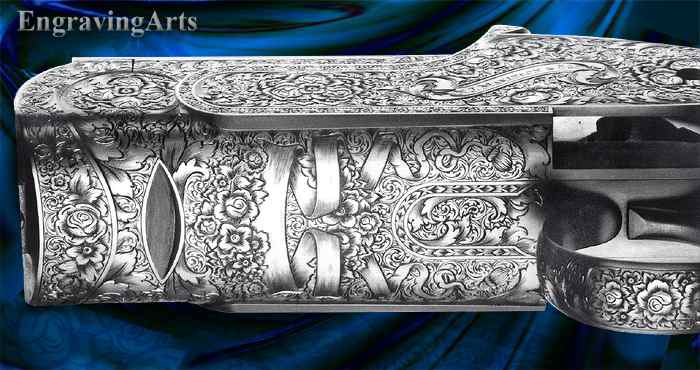 Shotgun receiver bottom engraving