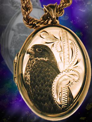 Gold Locket, hi-definition Falcon engraving
