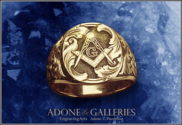 masonic 18K ring