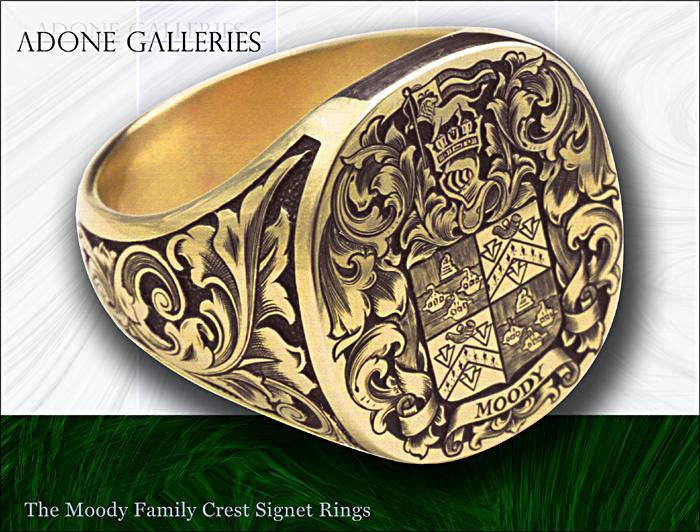 14K Gold Moody Crest Male ring