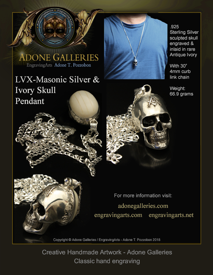 Silver freemason skull